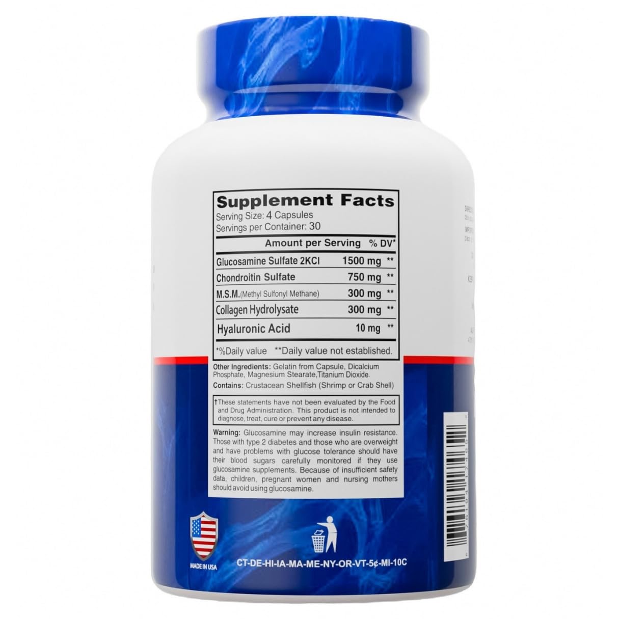 ALFA VITAMINS ALFLEXIL bottle back highlights ingredients for cartilage health.