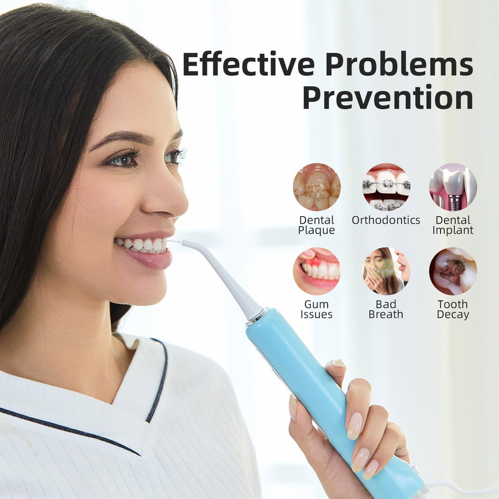 Alfelix blue packaging for 2-in-1 electric toothbrush and water flosser