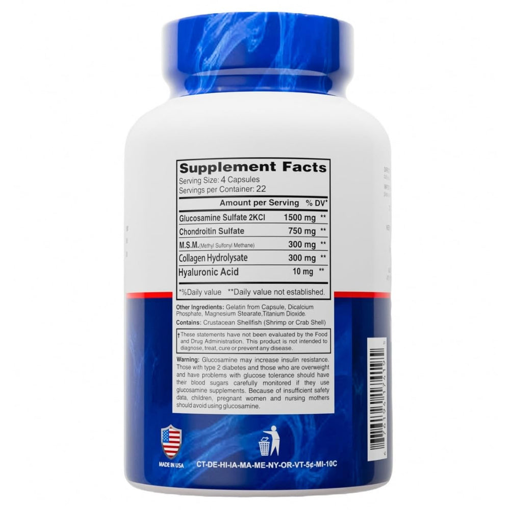 ALFLEXIL 4-in-1 joint support ingredients (Glucosamine, Chondroitin, MSM, Collagen)