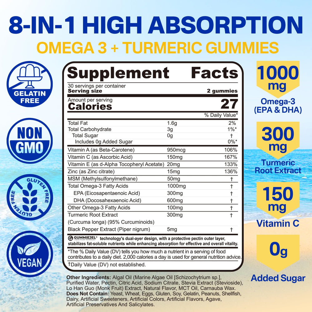 Ingredients image showing algae-based DHA 600mg and EPA 300mg Omega-3