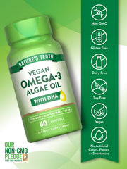 Algae oil DHA softgels capsules close-up