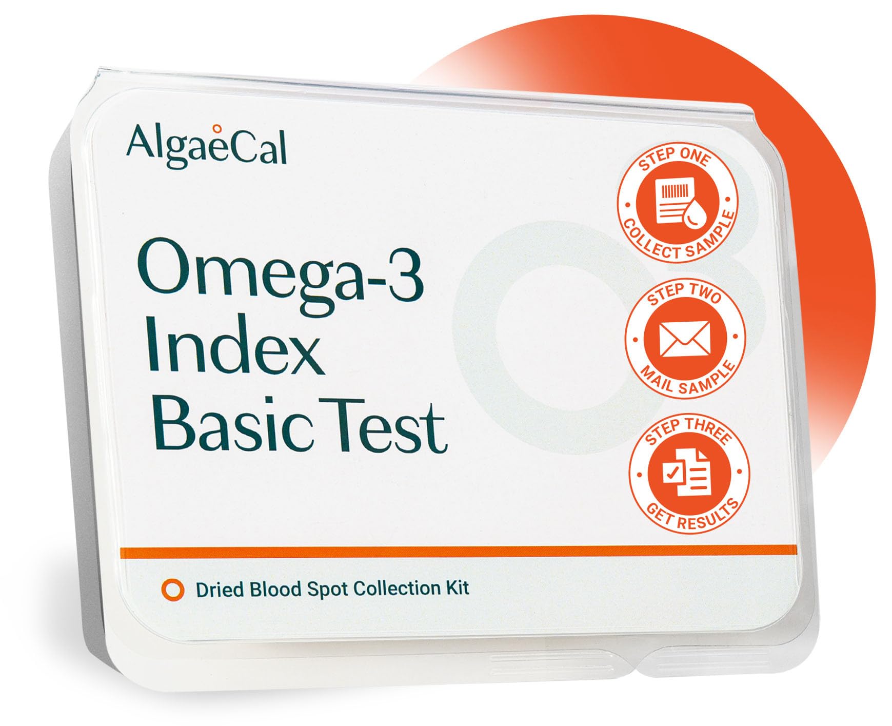 Front view of ALGAECAL Omega-3 Finger Test Kit