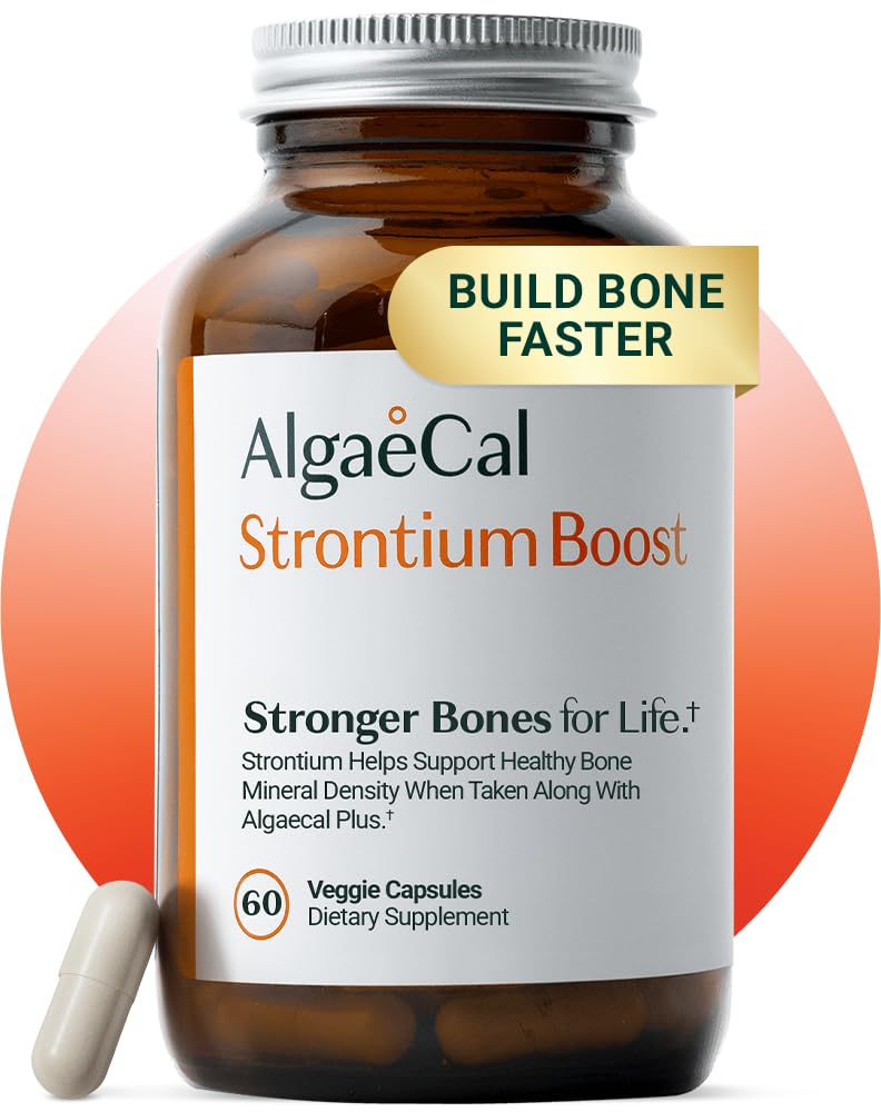 Bottle of AlgaeCal Strontium Boost with 60 veggie capsules
