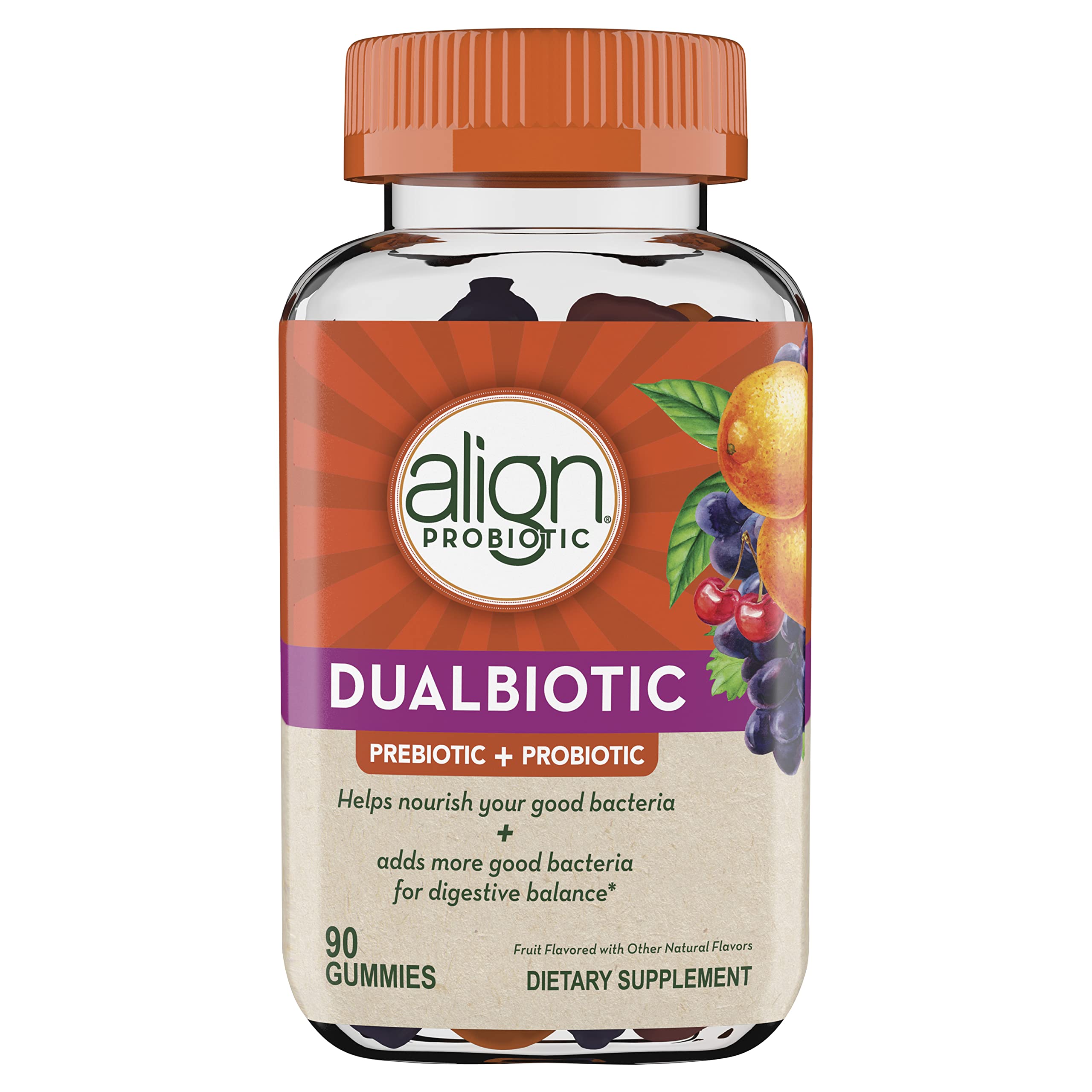 Resealable bottle of Align DualBiotic 90-count Gummies
