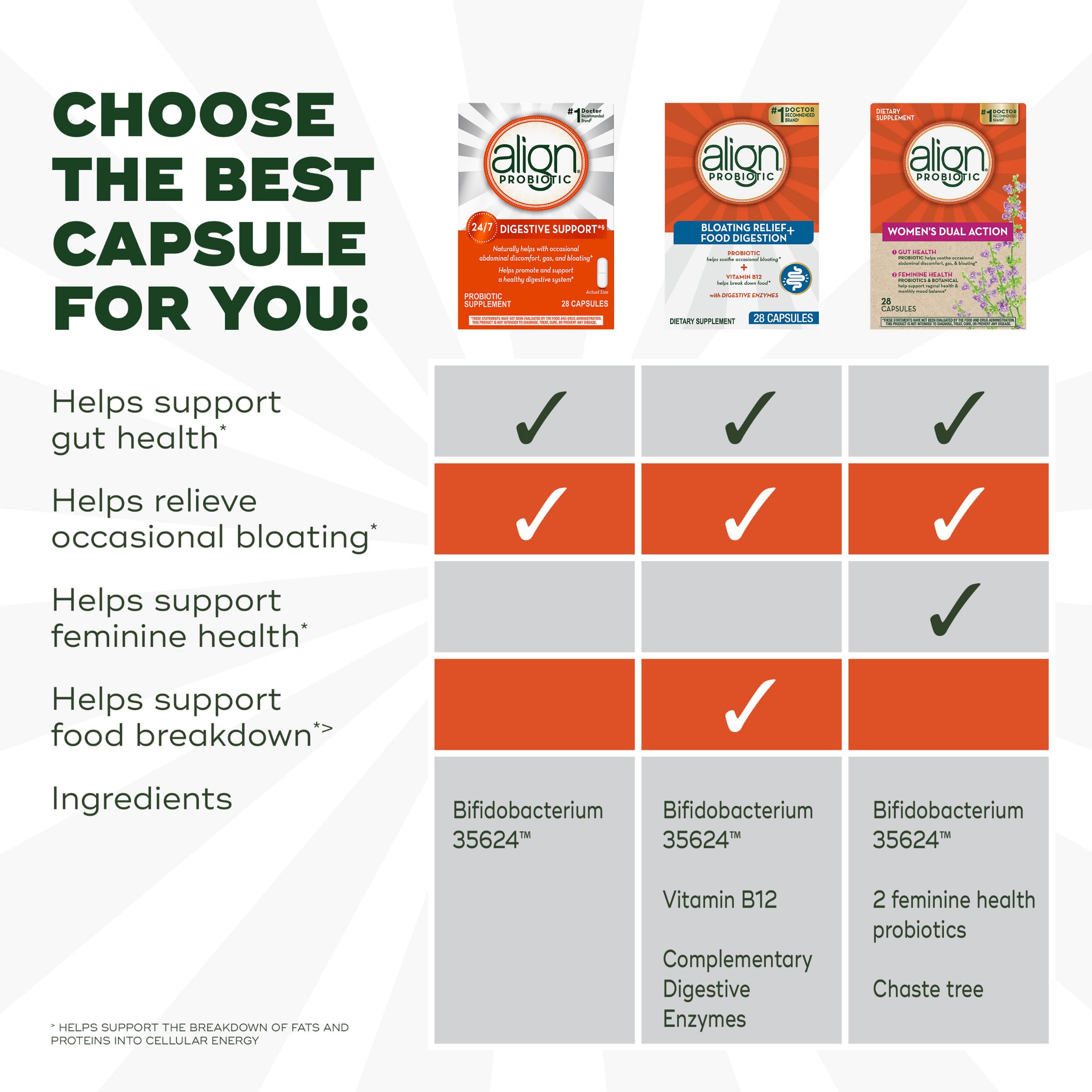 Gluten-free and soy-free vegetarian probiotic icons