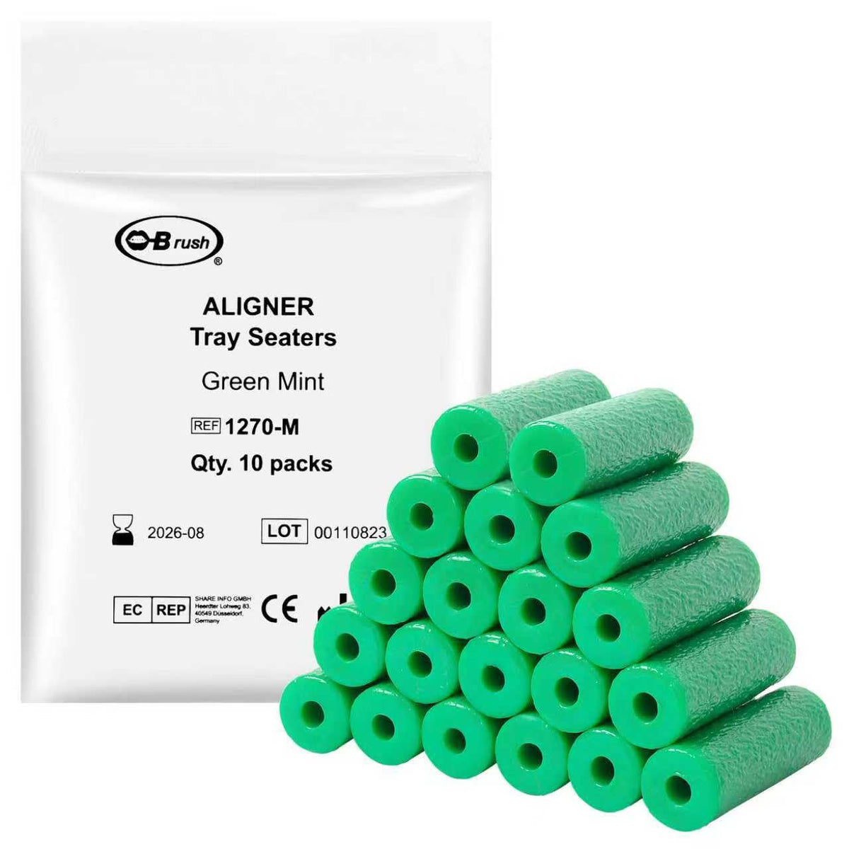Mint-flavored CE-certified Aligner Chewies in a resealable pouch for Invisalign trays