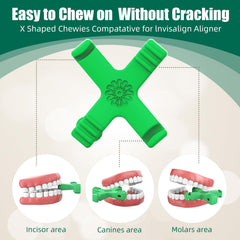 Medical-grade silicone chewies with four ridged arms for targeted bite pressure