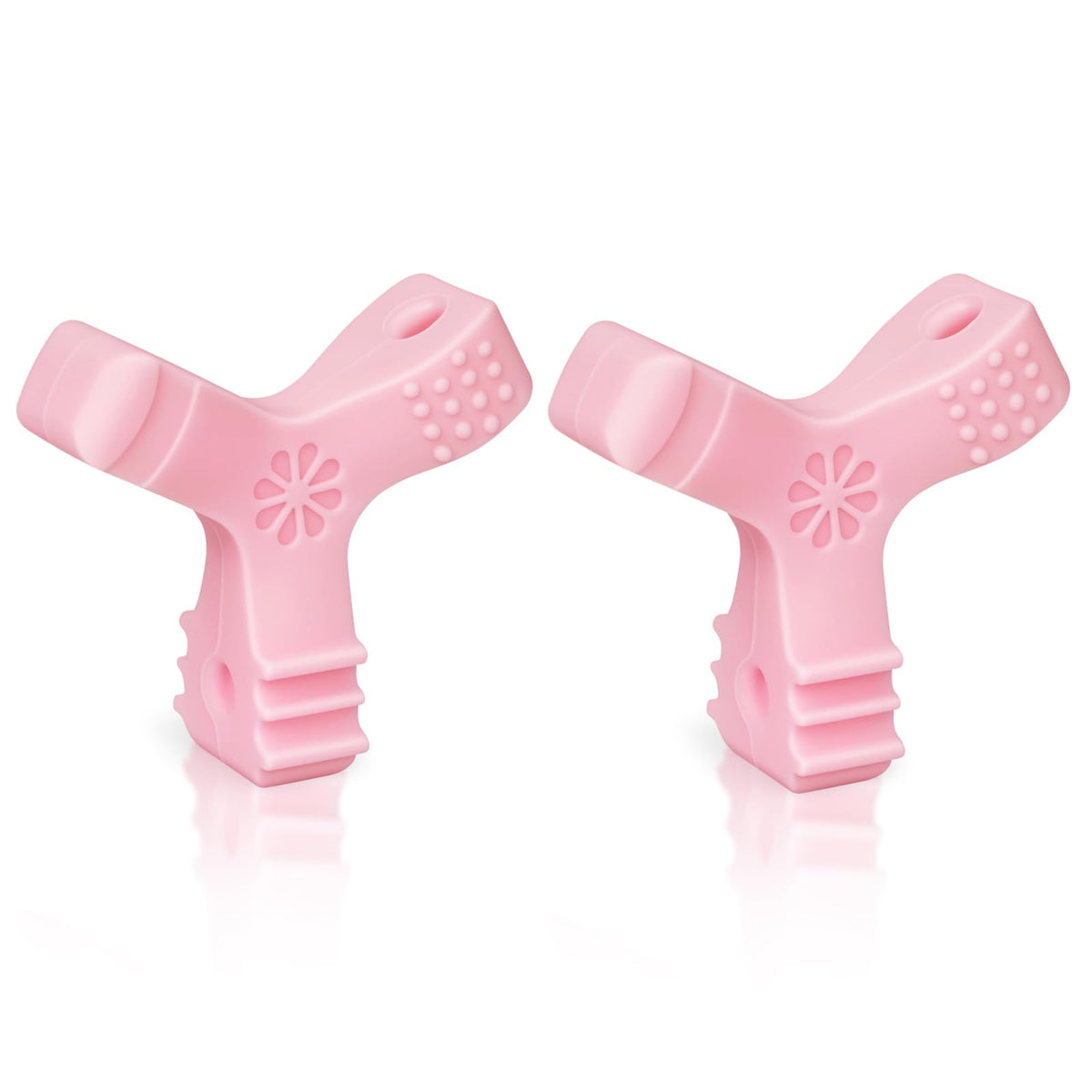 Pair of pink Aligner Chewies for front view