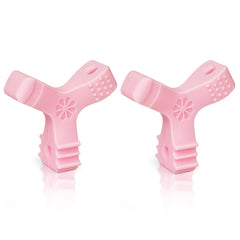 Pair of pink Aligner Chewies for front view