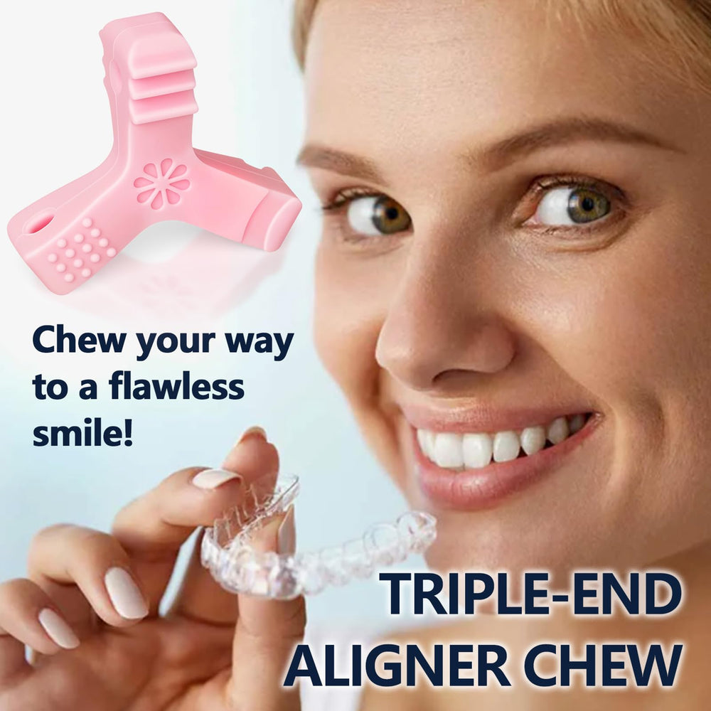 Two pink Aligner Chewies laid side by side