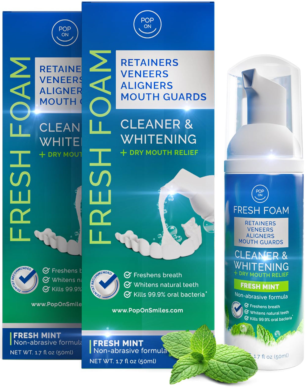 Product packaging for Aligner & Retainer Cleaner Foam 2-pack