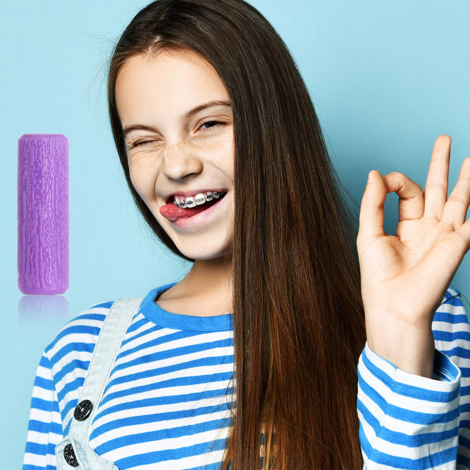 Packaging and contents: 100 silicone aligner seaters in five colors