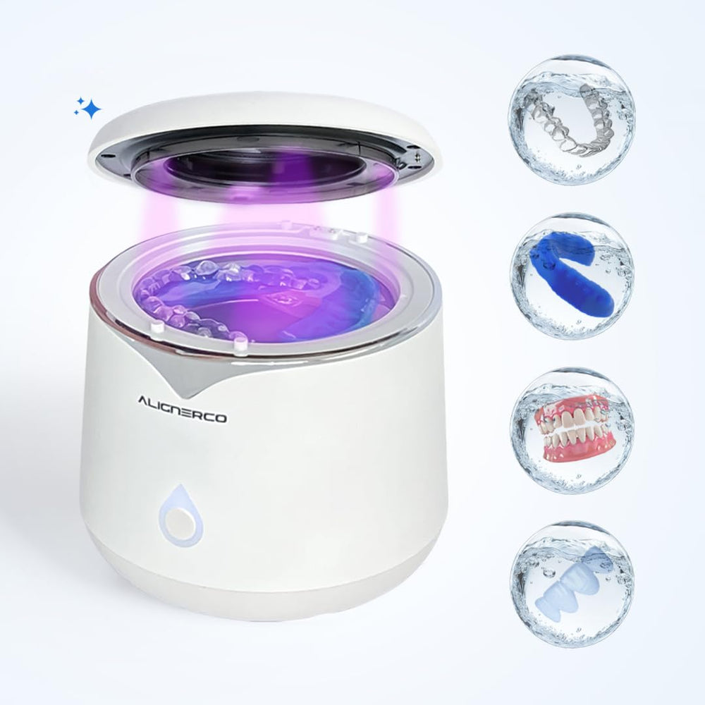 AlignerCo Ultrasonic Retainer Cleaner device on countertop