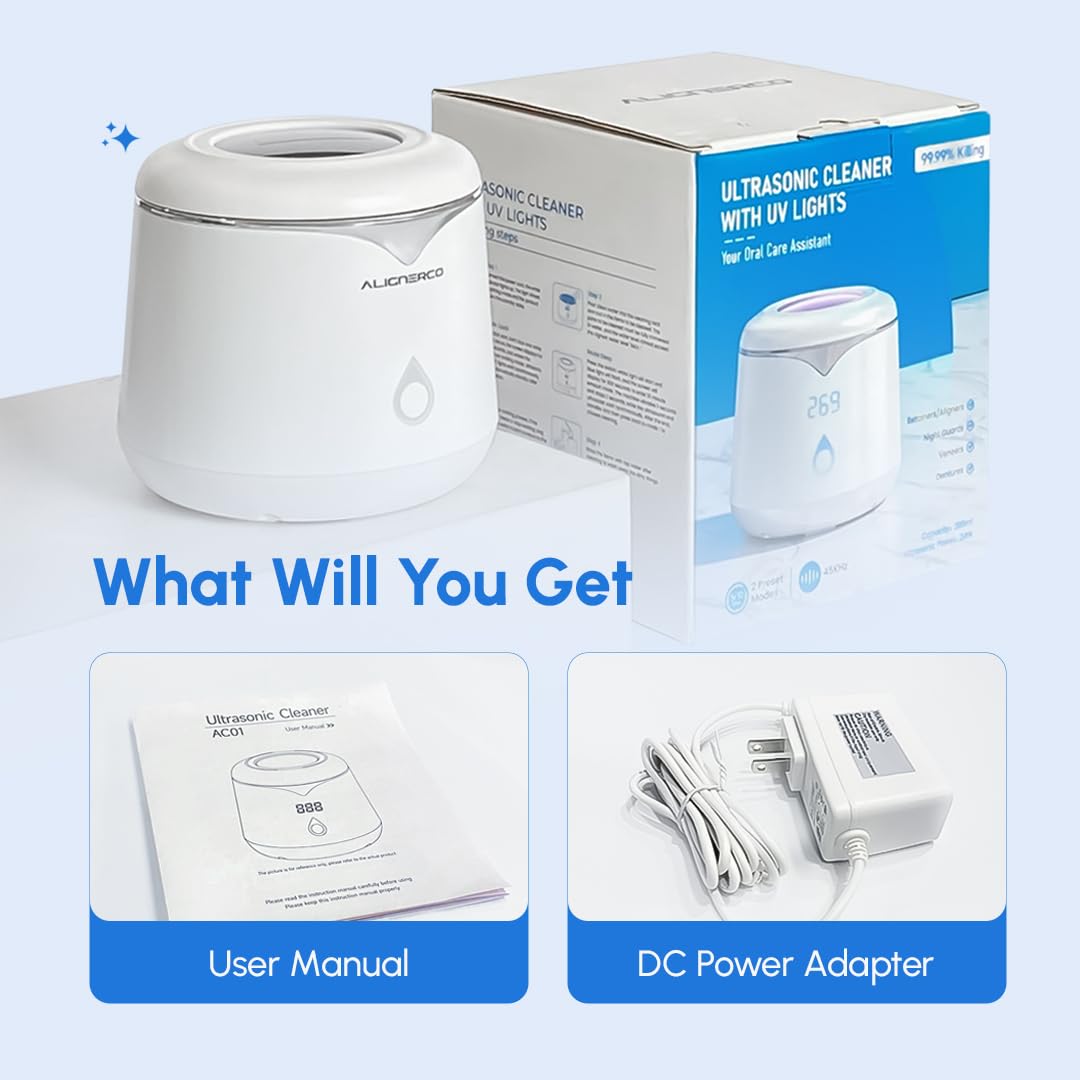 Compact, chemical-free ultrasonic cleaner for home dental care