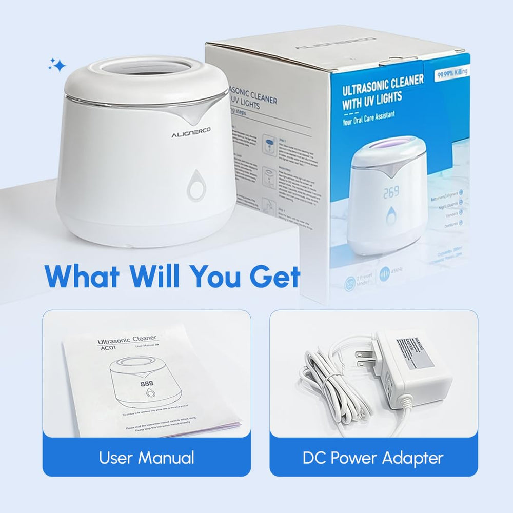 Compact, chemical-free ultrasonic cleaner for home dental care