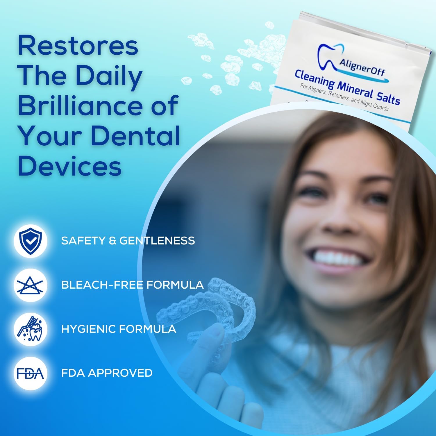 Dentures and night guards alongside cleaning bundle kit