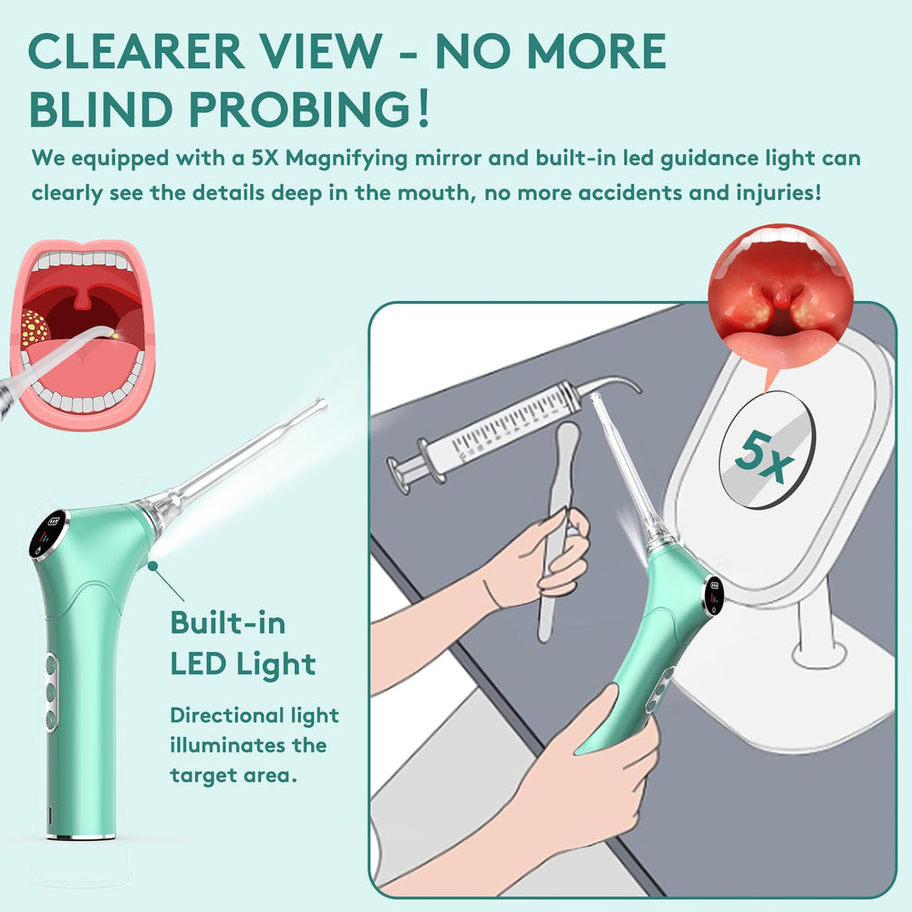 Built-in LED light on the tonsil stone remover