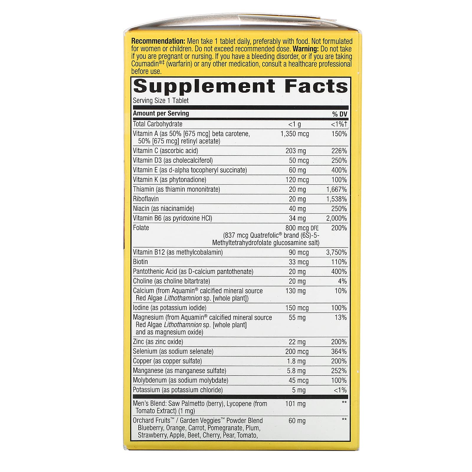 Packaging for Alive! Once Daily Men's 50+ Ultra Potency Multivitamin