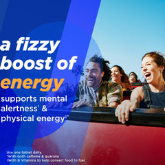 Back panel with supplement facts for Alka-Seltzer Energy Boost 10-count