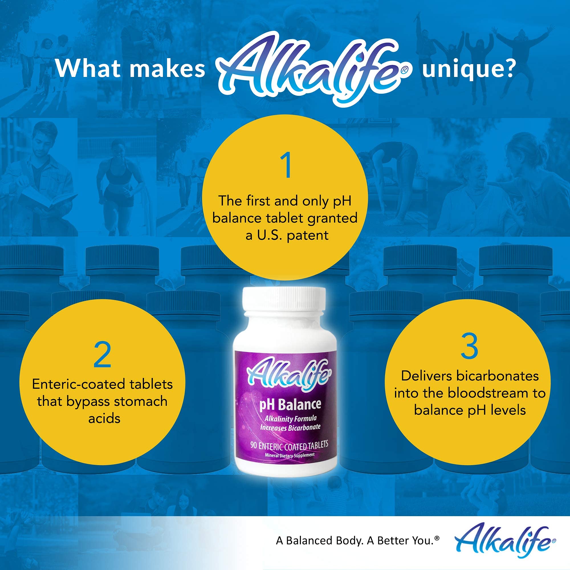 90-piece bottle of Alkalife pH Balance Tablets