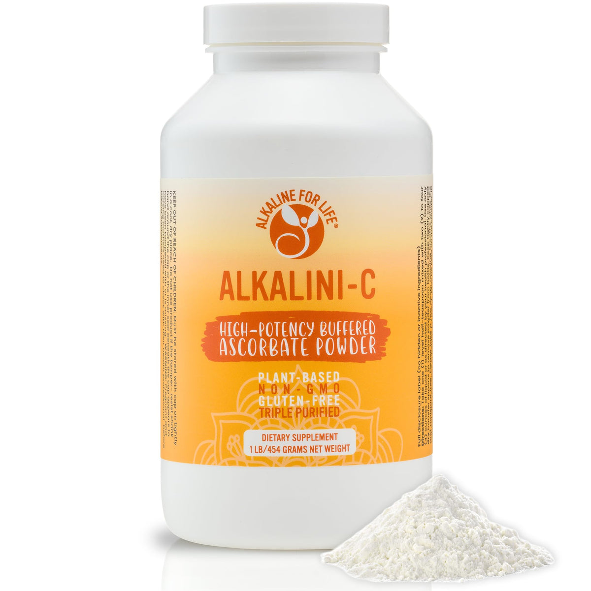 Front label of Alkalini-C Vitamin C Powder 16oz bottle