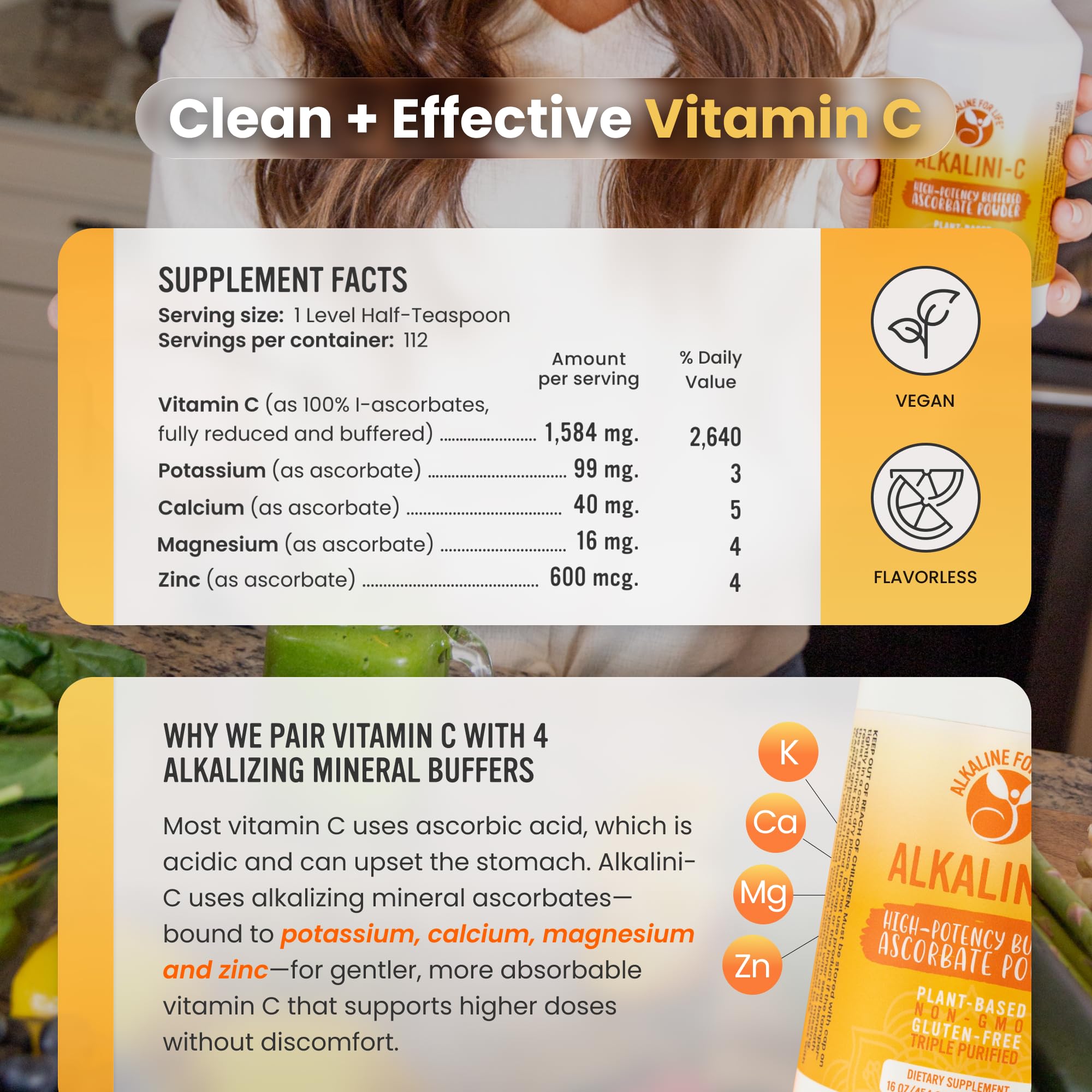 Corn-free, non-GMO Vitamin C powder packaging