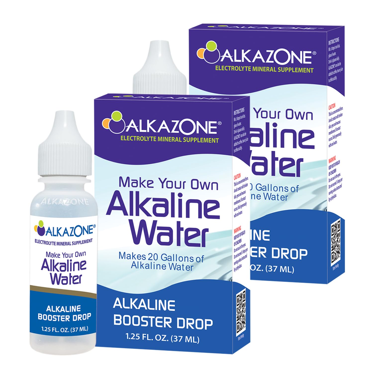 Alkazone Alkaline Booster Drop bottle in 1.25 oz size (2-pack)