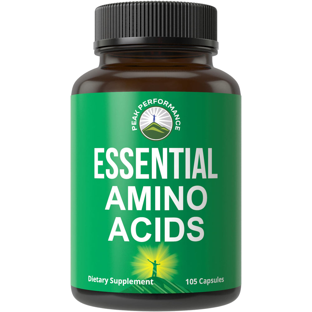 Bottle of All 9 Essential Amino Acids capsules - front view