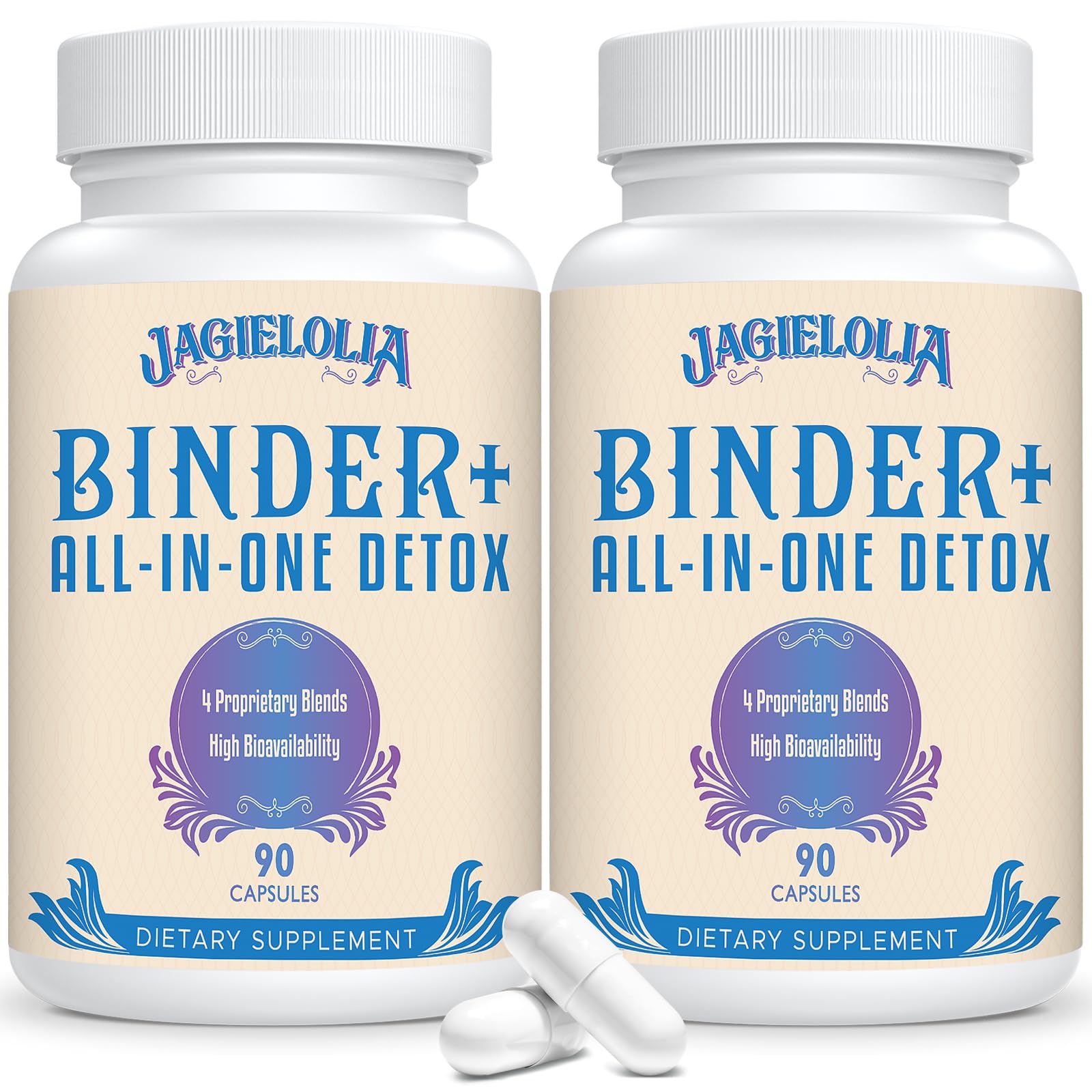 All-in-one detox binder bottle and capsules 1500mg