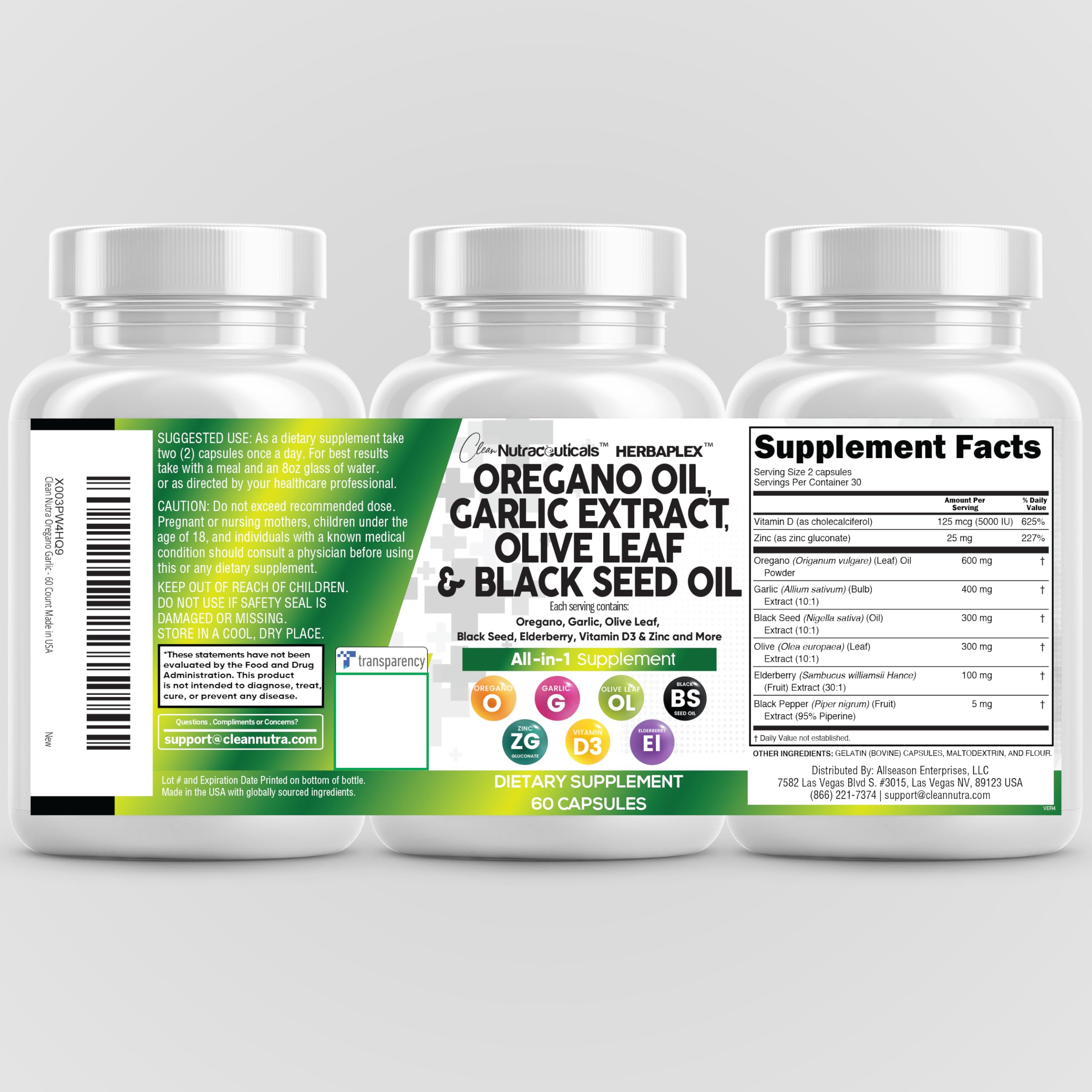 All-in-one immune supplement packaging by Clean Nutra