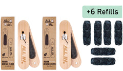 Front view of ALL IN Charcoal Floss with Refillable Bamboo Holder