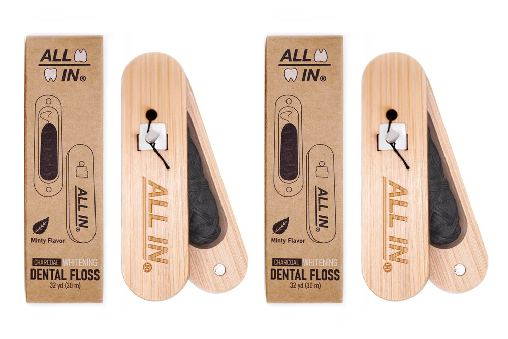 Magnetic closure on bamboo floss holder close-up