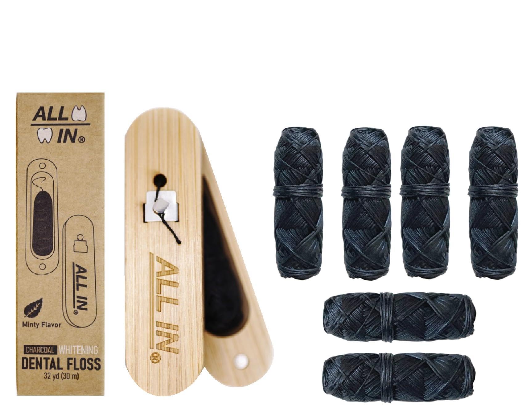 Packaging and bamboo refillable floss holder for ALL IN Set