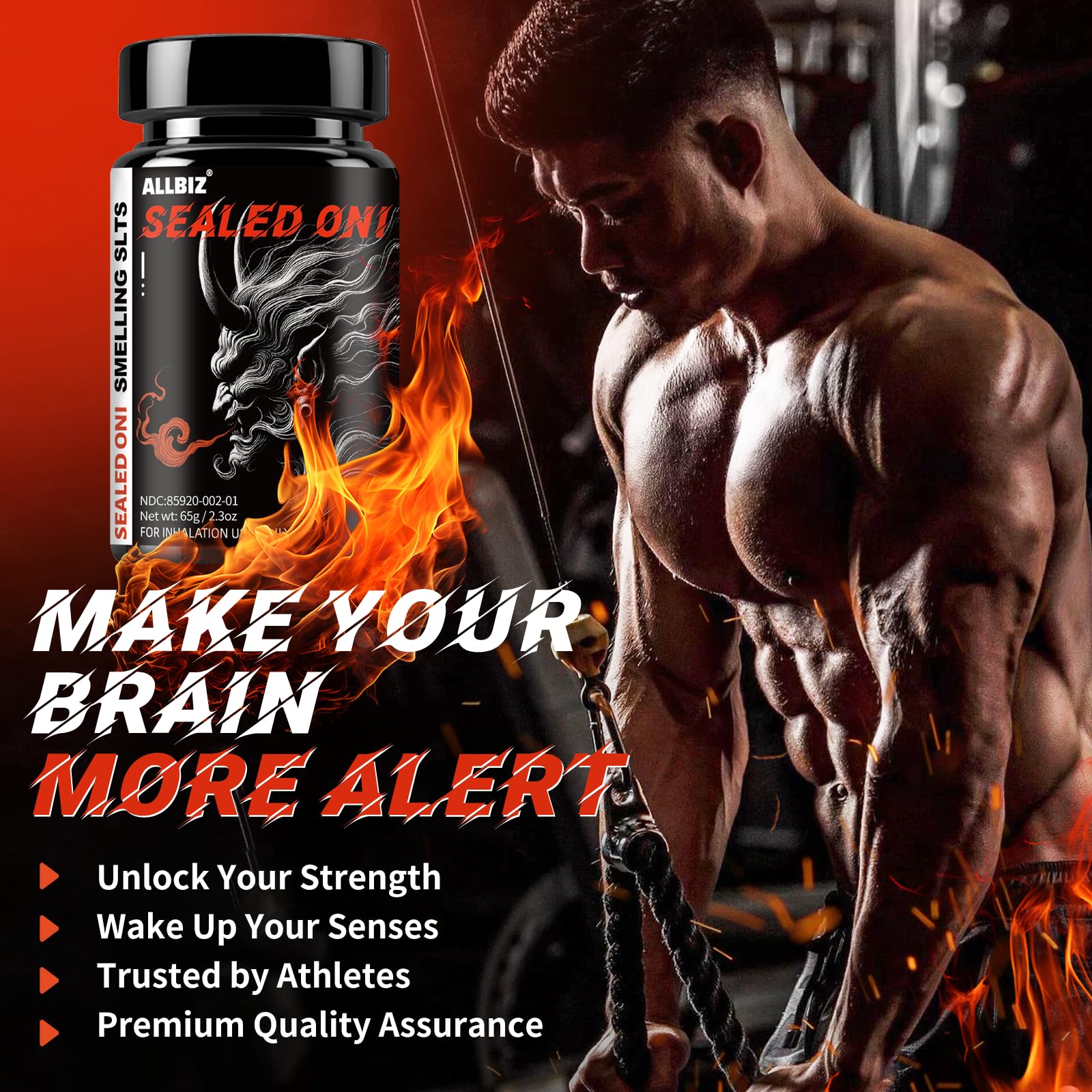 ALLBIZ Smelling Salts Wake Up close-up captures inhalation reflex and heightened attention.
