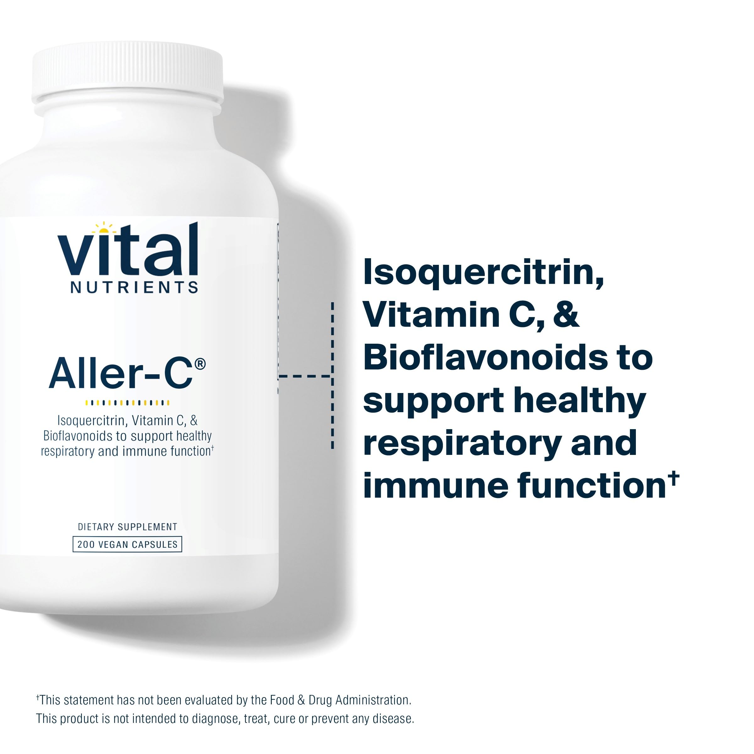 Vital Nutrients Aller-C packaging emphasizing 200 capsules