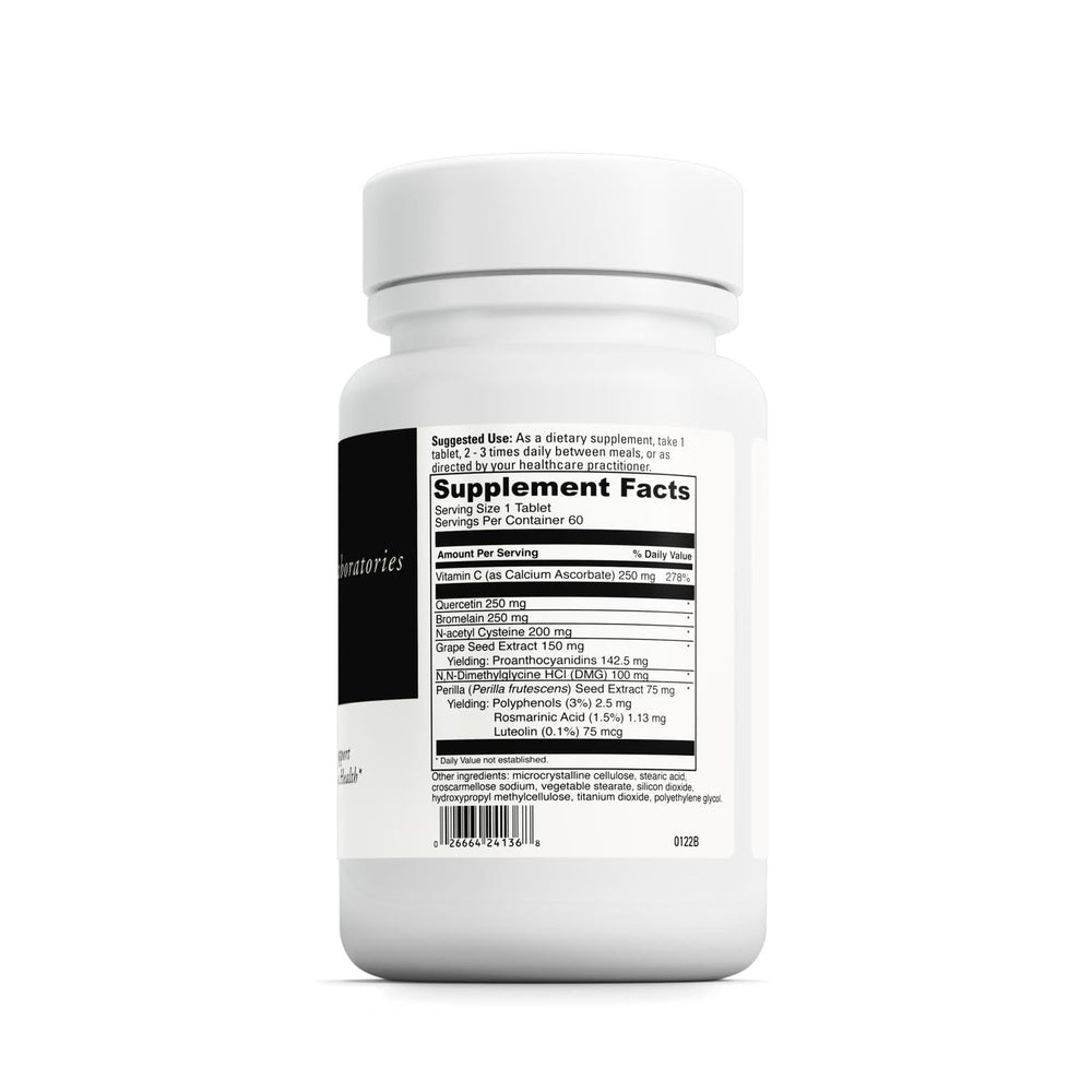 Ingredients include quercetin, bromelain, and perilla seed extract