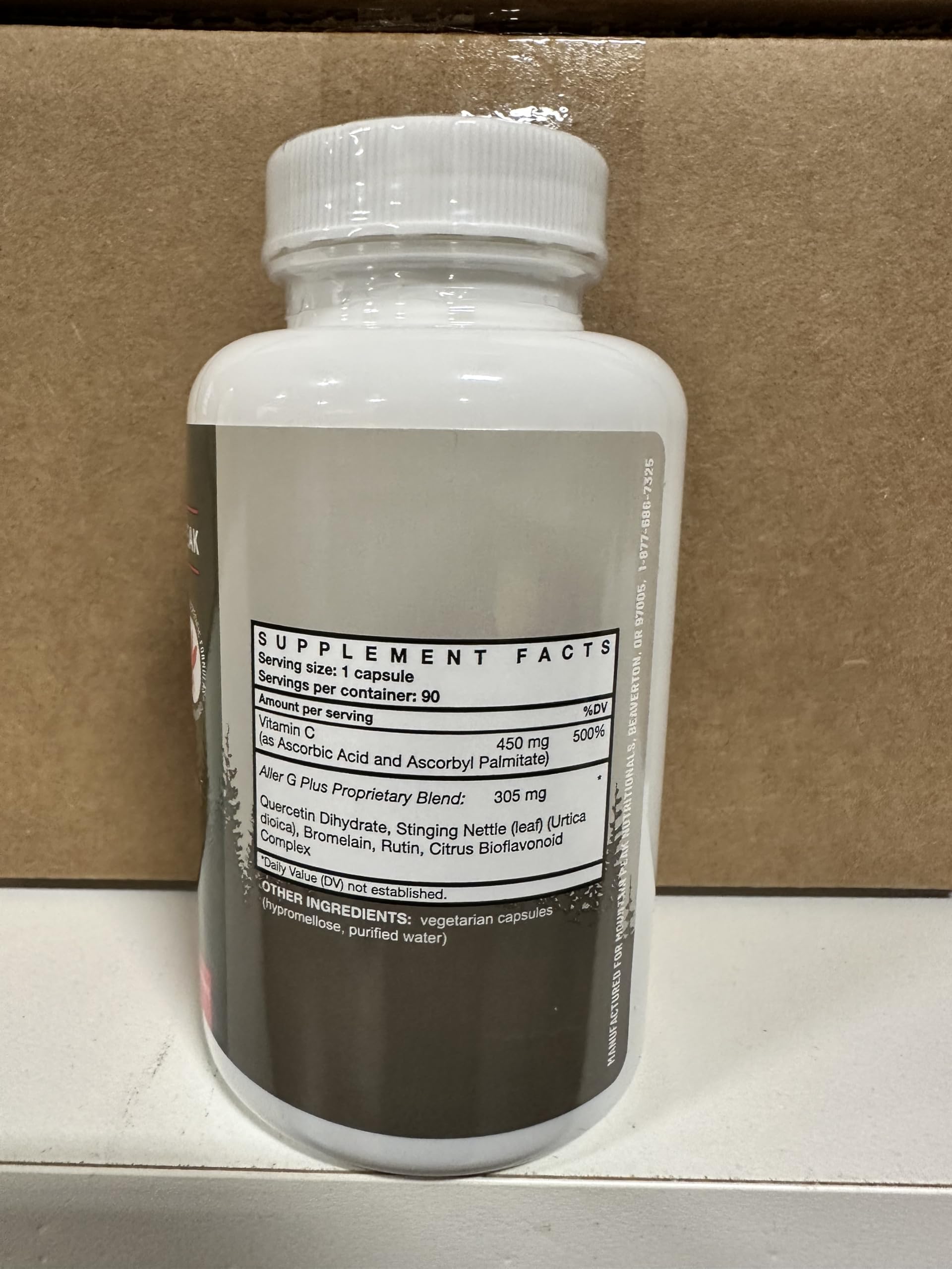 Label indicating 90 vegetarian capsules