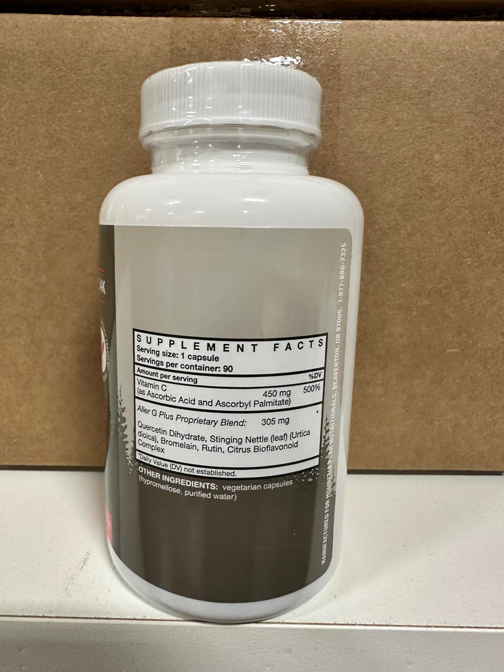 Label indicating 90 vegetarian capsules