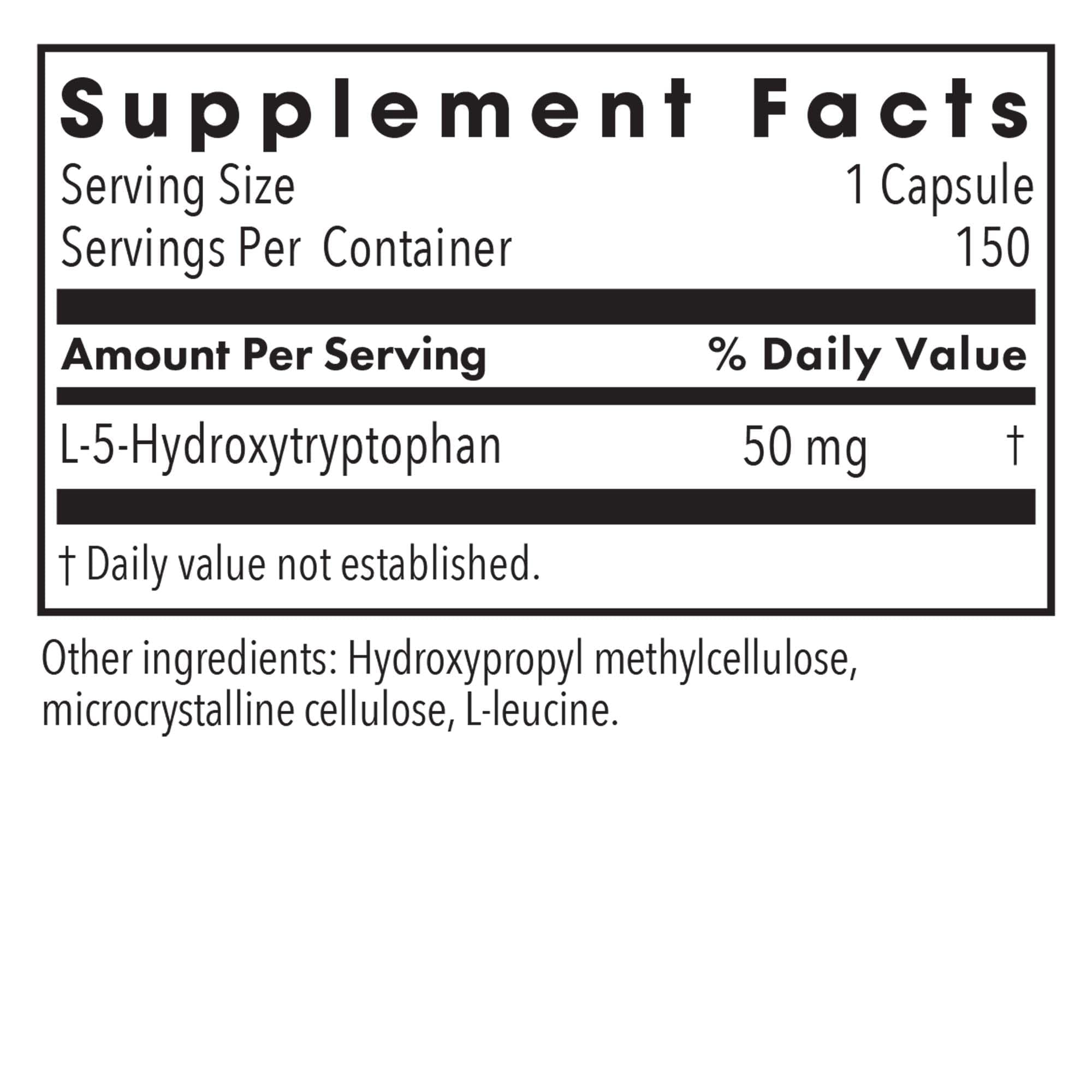 Close-up of 5-HTP 50mg capsules