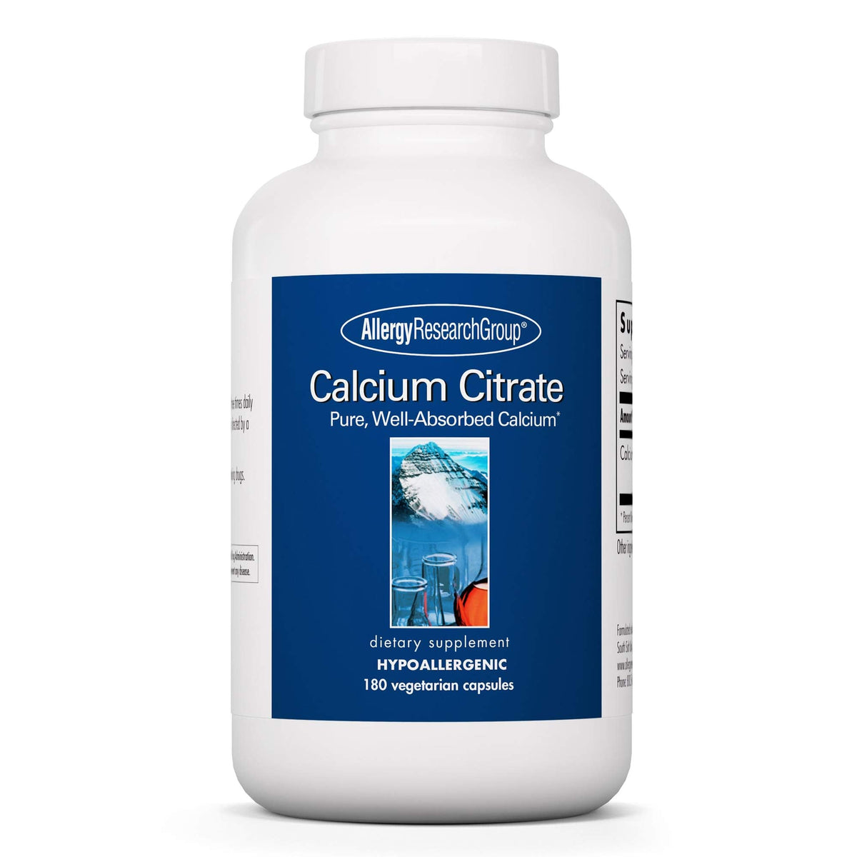 Allergy Research Group Calcium Citrate bottle with label