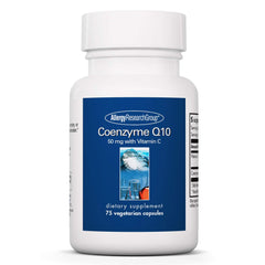 Front view of Allergy Research Group CoQ10 50 mg ubiquinol vegetarian capsules bottle