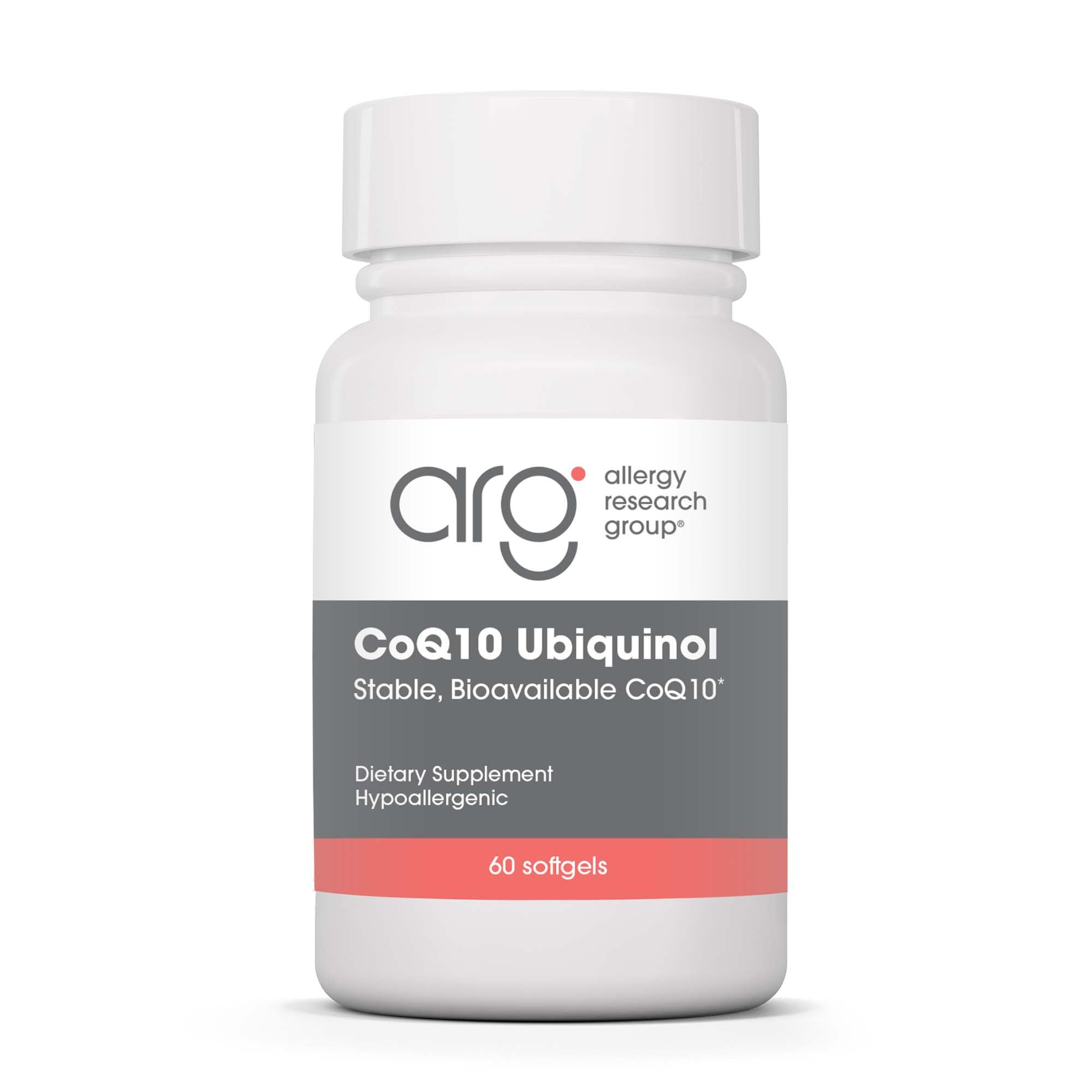 Hero image: Allergy Research Group CoQH-CF Ubiquinol 100mg Softgels bottle