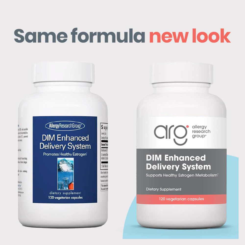 DIM Enhanced Delivery System bottle label highlighting Diindolylmethane (DIM)