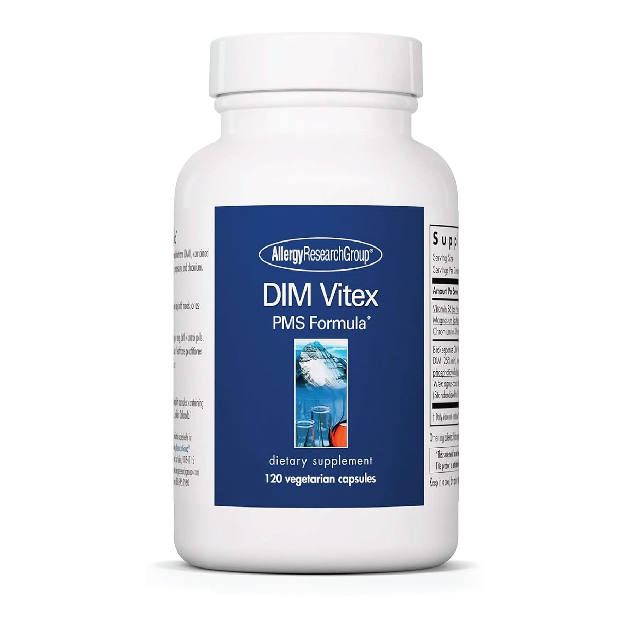 Bottle of Allergy Research Group DIM Vitex supplement - 120 count