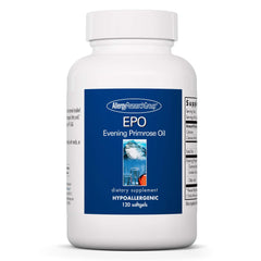 Front view of Allergy Research Group EPO Evening Primrose Oil 500mg softgels bottle, 120-count
