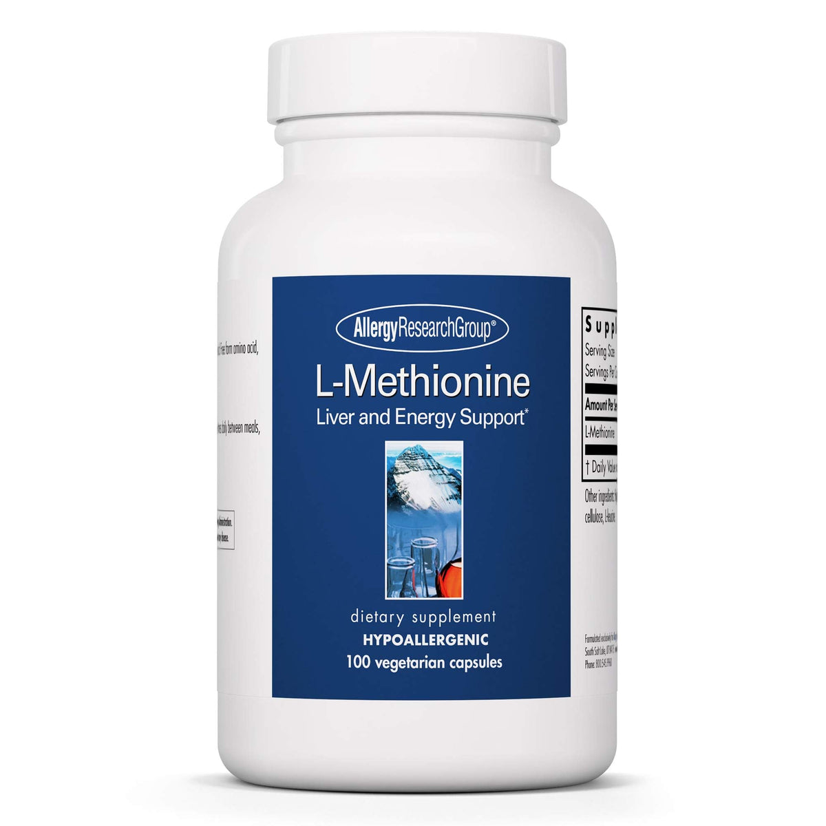 Allergy Research Group L-Methionine 500mg vegetarian capsules bottle