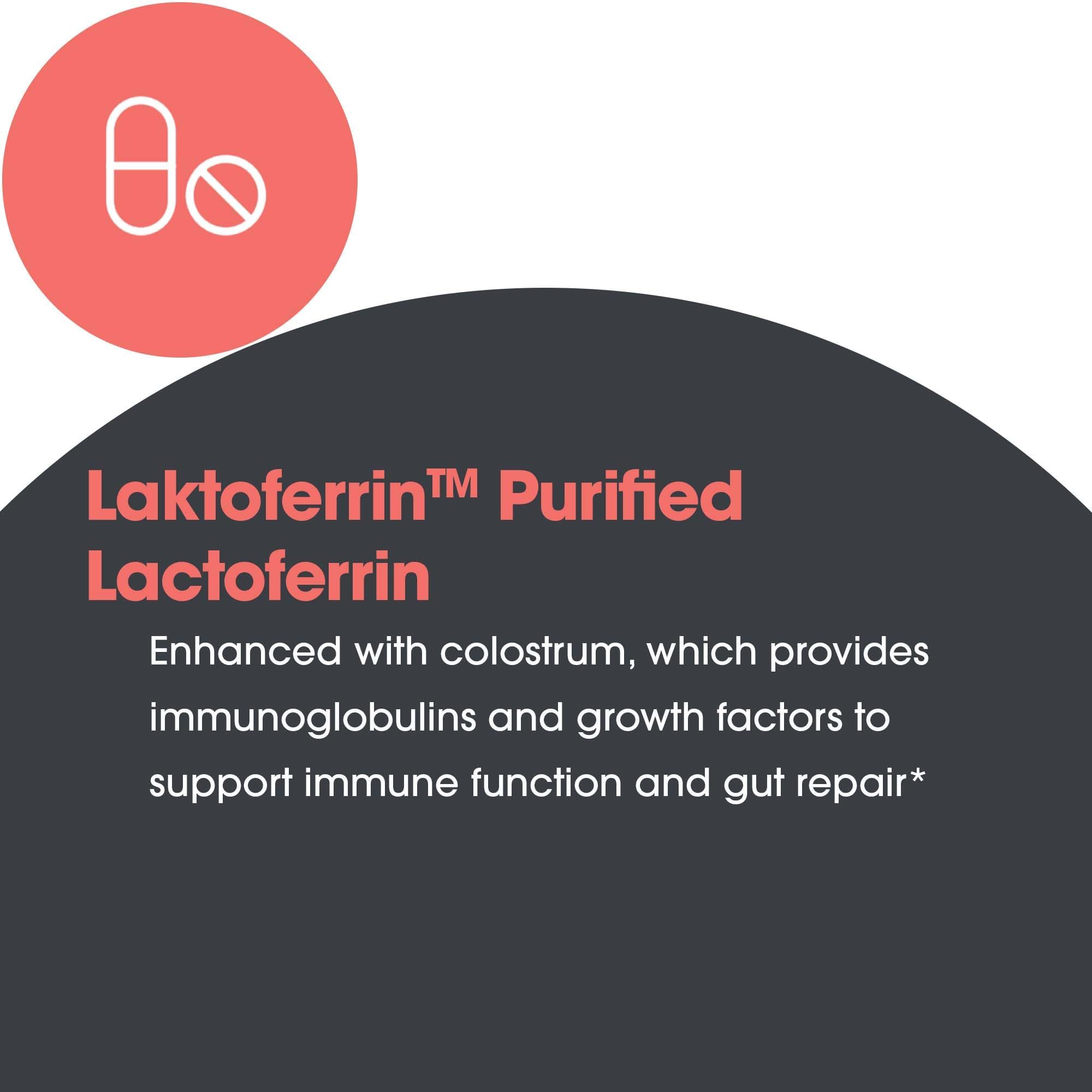 Vegetable capsules containing Lactoferrin with Colostrum