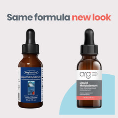 Label close-up of Allergy Research Group molybdenum product