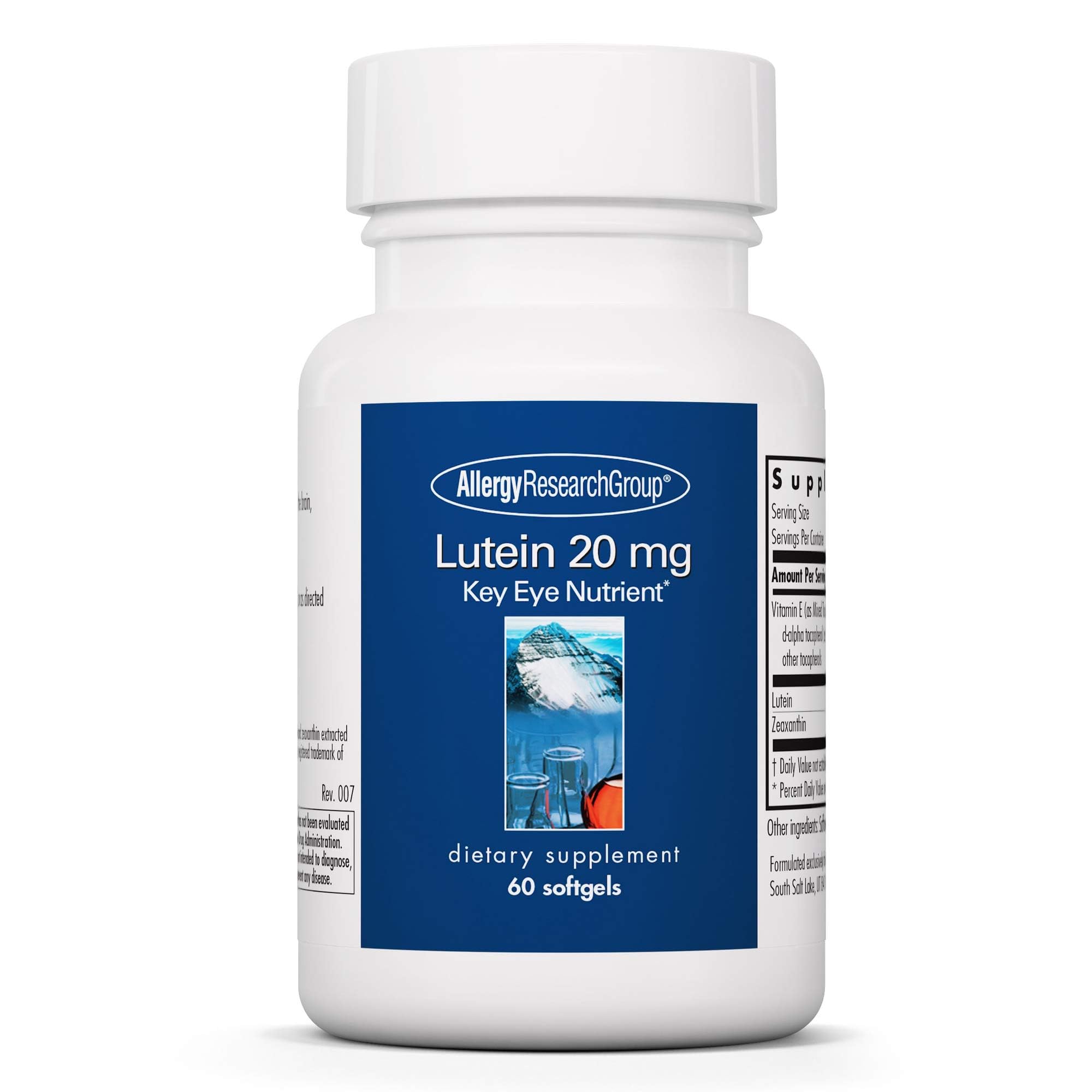 Bottle of Allergy Research Group Lutein Softgels - 60 Count