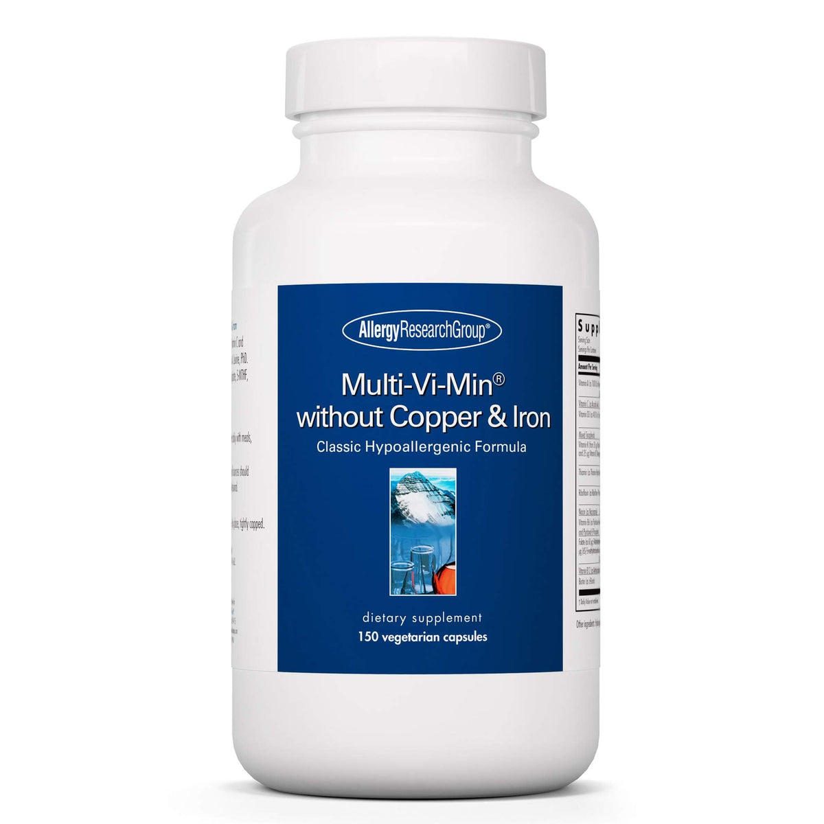 Allergy Research Group Multi-Vi-Min Without Copper and Iron bottle and capsules